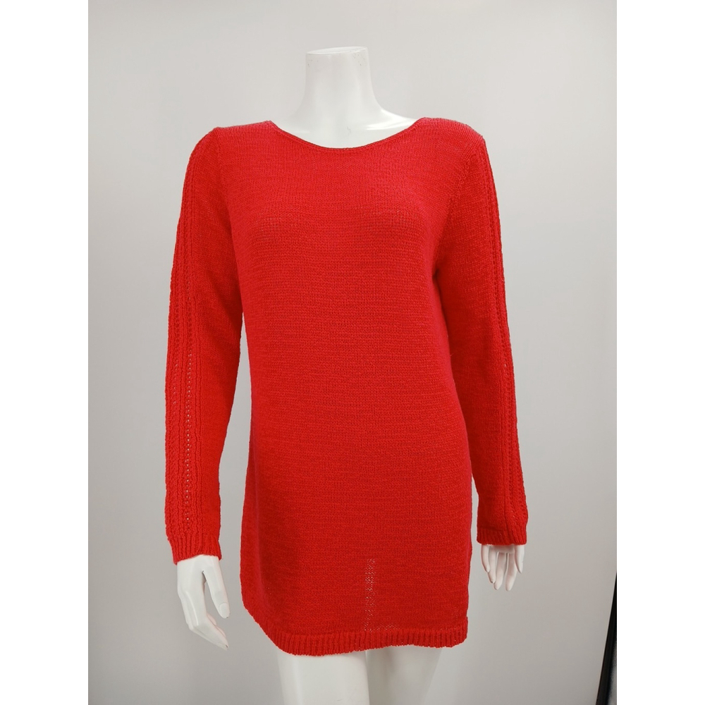 Rachel Zoe Women Coral Red Pullover Sweater XL Cotton Blend